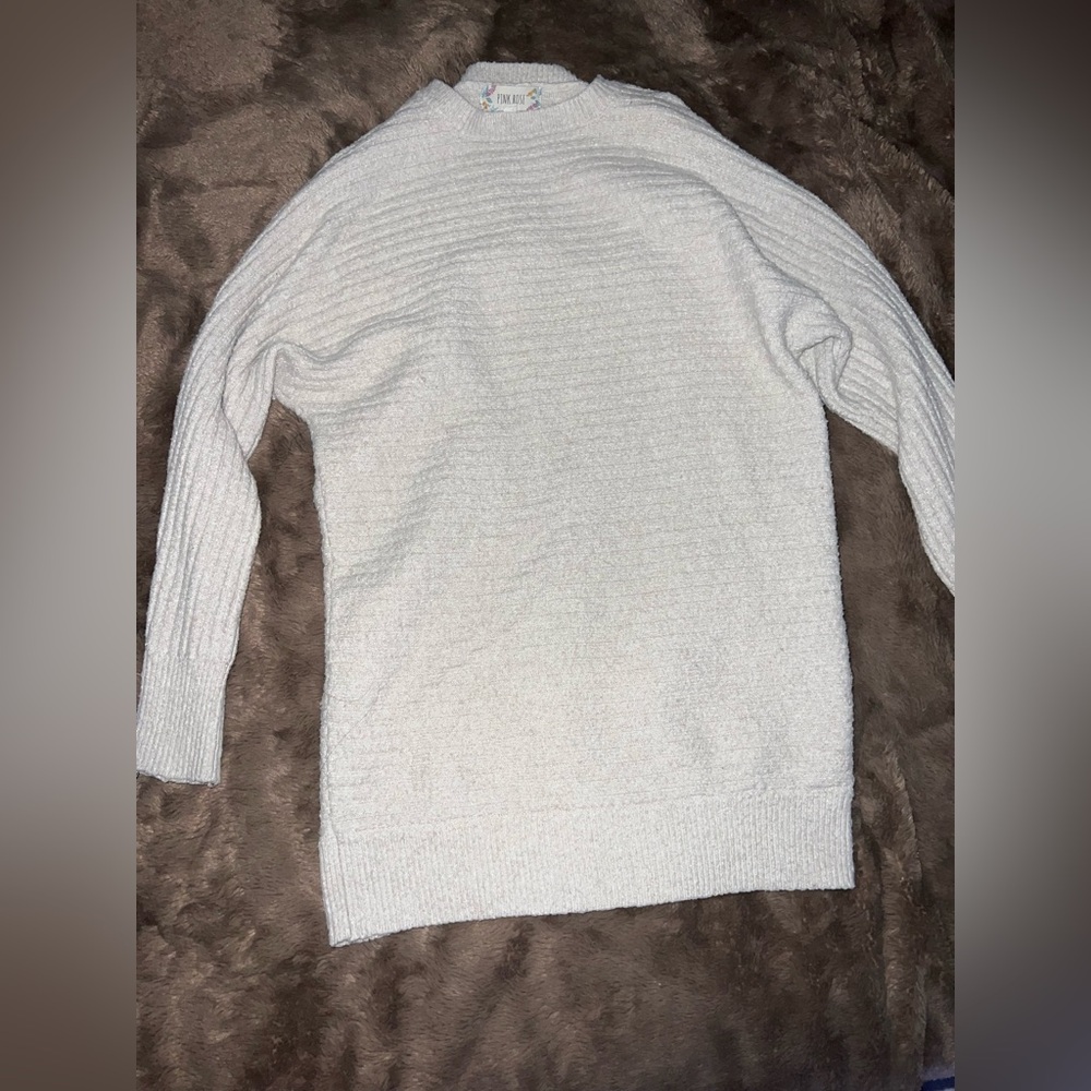 Pink Rose Cream Knit Sweater